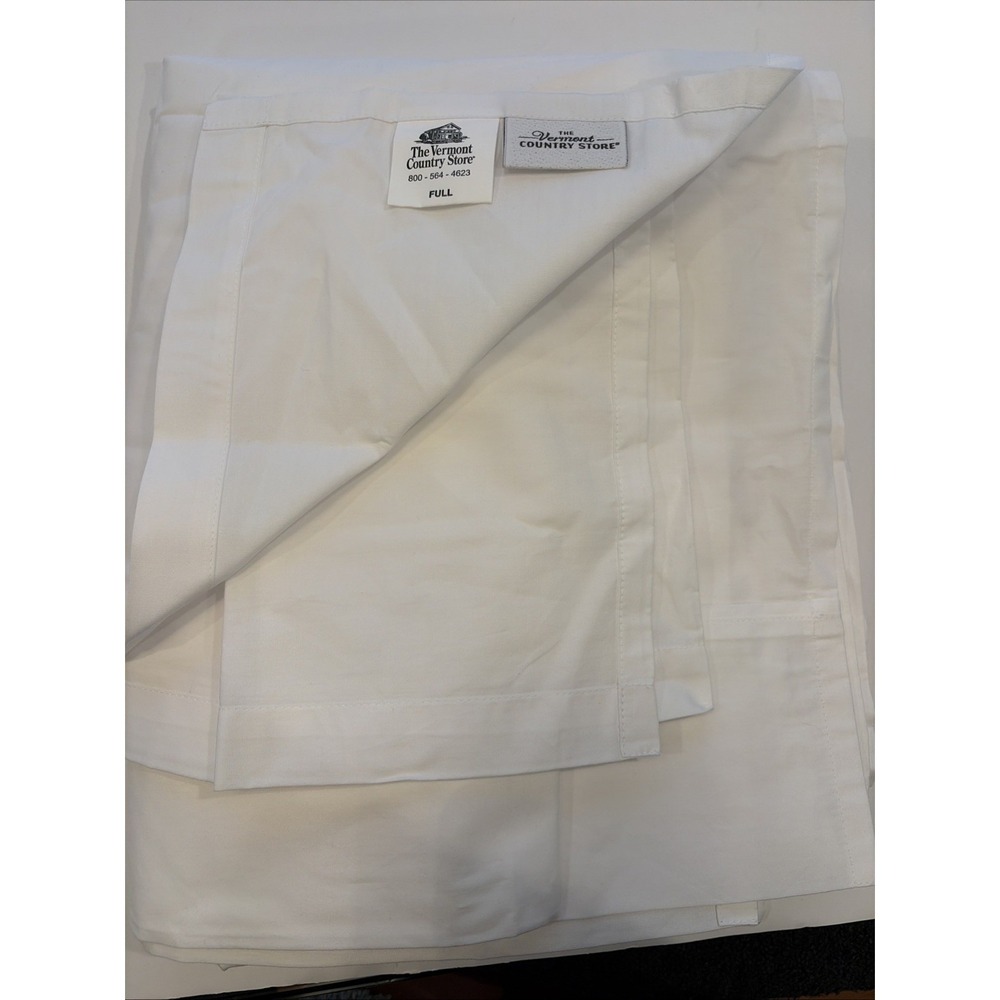 Vermont Country Store Clothesline Crisp Flat Sheet Full White 100% Cotton